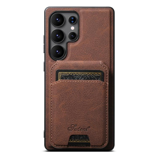 For Samsung Galaxy S25 Ultra 5G Suteni H16 Litchi Texture Leather Detachable Wallet Back Phone Case(Brown)
