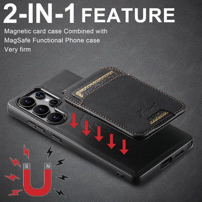 For Samsung Galaxy S25+ 5G Suteni H16 Litchi Texture Leather Detachable Wallet Back Phone Case(Black) - Galaxy S25+ 5G Cases by Suteni | Online Shopping UK | buy2fix