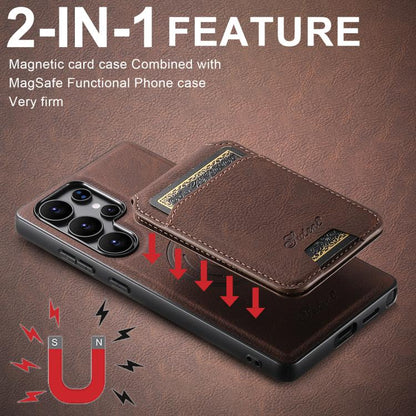 For Samsung Galaxy S25+ 5G Suteni H16 Litchi Texture Leather Detachable Wallet Back Phone Case(Brown) - Galaxy S25+ 5G Cases by Suteni | Online Shopping UK | buy2fix