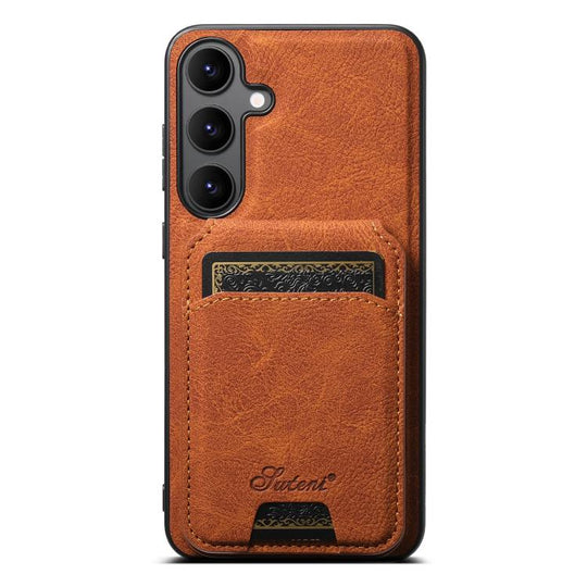 For Samsung Galaxy S25+ 5G Suteni H16 Litchi Texture Leather Detachable Wallet Back Phone Case(Khaki)