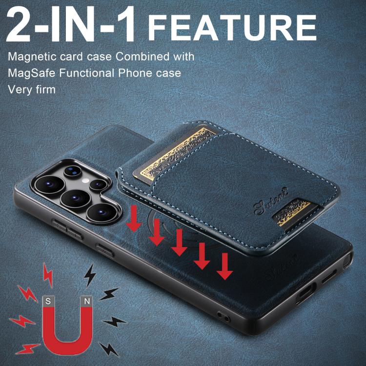For Samsung Galaxy S25+ 5G Suteni H16 Litchi Texture Leather Detachable Wallet Back Phone Case(Blue) - Galaxy S25+ 5G Cases by Suteni | Online Shopping UK | buy2fix