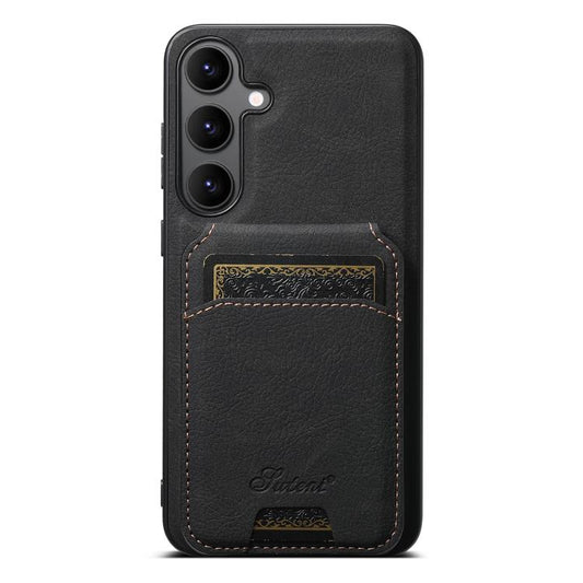 For Samsung Galaxy S25 5G Suteni H16 Litchi Texture Leather Detachable Wallet Back Phone Case(Black) - Galaxy S25 5G Cases by Suteni | Online Shopping UK | buy2fix