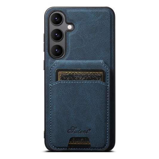 For Samsung Galaxy S25 5G Suteni H16 Litchi Texture Leather Detachable Wallet Back Phone Case(Blue) - Galaxy S25 5G Cases by Suteni | Online Shopping UK | buy2fix