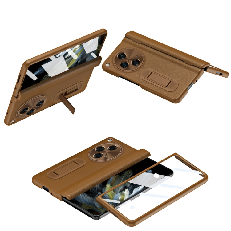 For OPPO Find N3 Integrated Folding Hinge Leather Phone Case, No Pen(Brown) - OPPO Cases by buy2fix | Online Shopping UK | buy2fix
