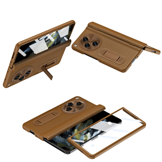 For OPPO Find N3 Integrated Folding Hinge Leather Phone Case, No Pen(Brown) - OPPO Cases by buy2fix | Online Shopping UK | buy2fix