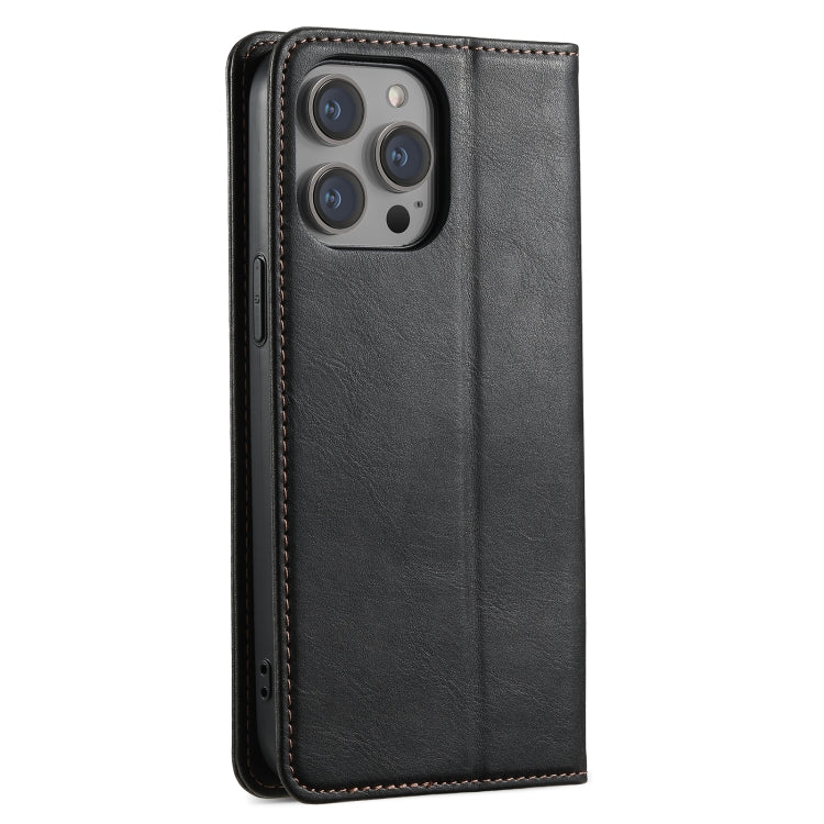 For iPhone 15 Pro Max Suteni J02 Oil Wax Wallet Leather Phone Case(Black) by Suteni