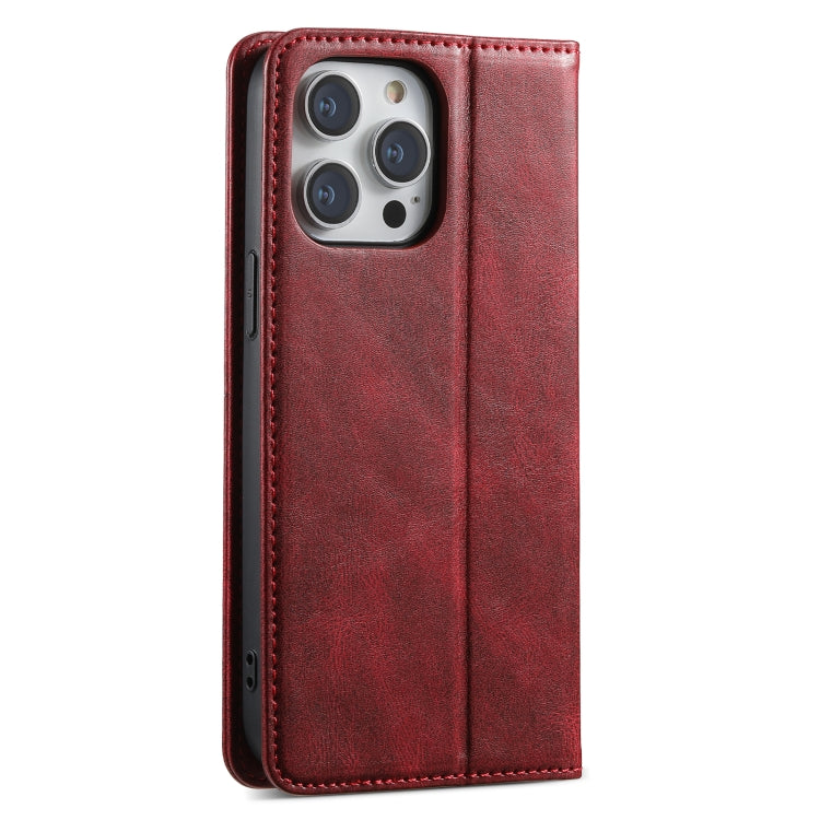 For iPhone 15 Pro Suteni J02 Oil Wax Wallet Leather Phone Case(Red) - iPhone 15 Pro Cases by Suteni | Online Shopping UK | buy2fix