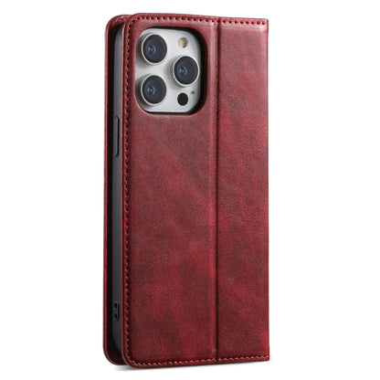 For iPhone 15 Pro Suteni J02 Oil Wax Wallet Leather Phone Case(Red) - iPhone 15 Pro Cases by Suteni | Online Shopping UK | buy2fix