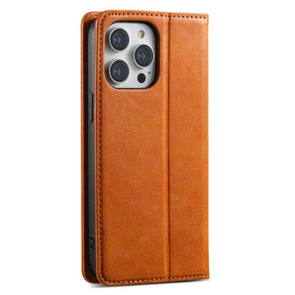 For iPhone 15 Pro Suteni J02 Oil Wax Wallet Leather Phone Case(Khaki) - iPhone 15 Pro Cases by Suteni | Online Shopping UK | buy2fix