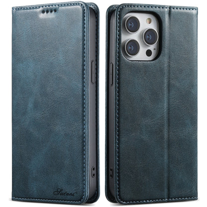 For iPhone 15 Pro Suteni J02 Oil Wax Wallet Leather Phone Case(Blue) - iPhone 15 Pro Cases by Suteni | Online Shopping UK | buy2fix