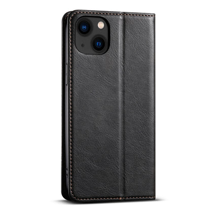 For iPhone 15 Suteni J02 Oil Wax Wallet Leather Phone Case(Black) - iPhone 15 Cases by Suteni | Online Shopping UK | buy2fix