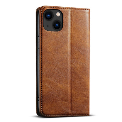 For iPhone 15 Suteni J02 Oil Wax Wallet Leather Phone Case(Brown) - iPhone 15 Cases by Suteni | Online Shopping UK | buy2fix