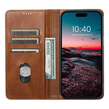 For iPhone 15 Suteni J02 Oil Wax Wallet Leather Phone Case(Brown) - iPhone 15 Cases by Suteni | Online Shopping UK | buy2fix