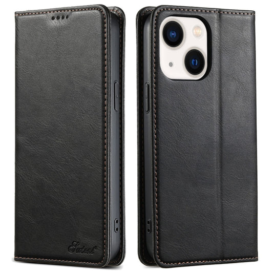 For iPhone 14 Suteni J02 Oil Wax Wallet Leather Phone Case(Black) - iPhone 14 Cases by Suteni | Online Shopping UK | buy2fix