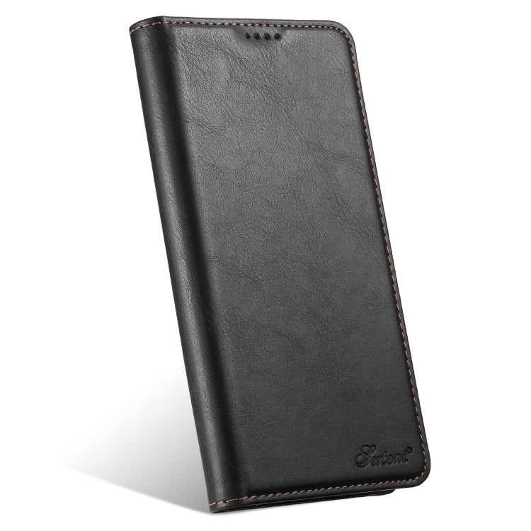 For iPhone 14 Suteni J02 Oil Wax Wallet Leather Phone Case(Black) - iPhone 14 Cases by Suteni | Online Shopping UK | buy2fix
