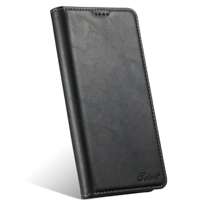 For iPhone 14 Suteni J02 Oil Wax Wallet Leather Phone Case(Black) - iPhone 14 Cases by Suteni | Online Shopping UK | buy2fix