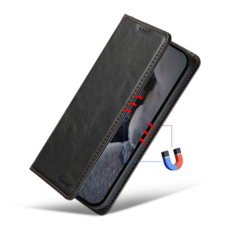 For iPhone 14 Suteni J02 Oil Wax Wallet Leather Phone Case(Black) - iPhone 14 Cases by Suteni | Online Shopping UK | buy2fix