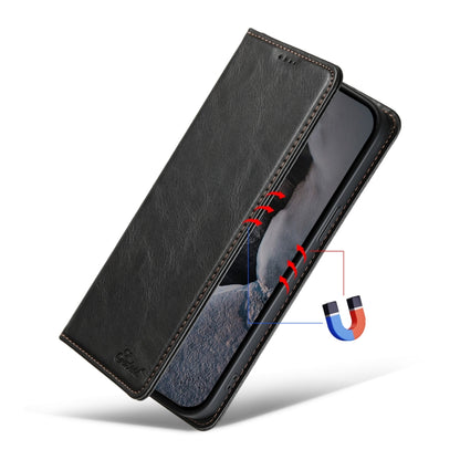 For iPhone 14 Suteni J02 Oil Wax Wallet Leather Phone Case(Black) - iPhone 14 Cases by Suteni | Online Shopping UK | buy2fix