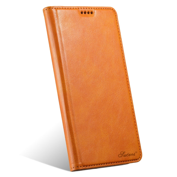 For iPhone 14 Suteni J02 Oil Wax Wallet Leather Phone Case(Khaki) - iPhone 14 Cases by Suteni | Online Shopping UK | buy2fix