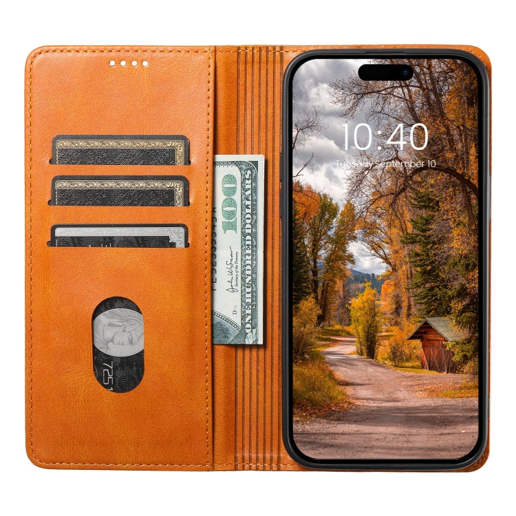 For iPhone 14 Suteni J02 Oil Wax Wallet Leather Phone Case(Khaki) - iPhone 14 Cases by Suteni | Online Shopping UK | buy2fix