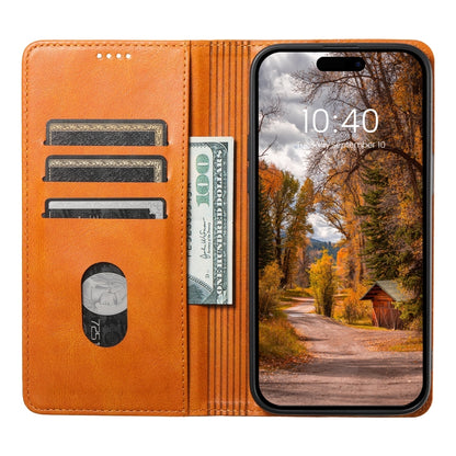 For iPhone 14 Suteni J02 Oil Wax Wallet Leather Phone Case(Khaki) - iPhone 14 Cases by Suteni | Online Shopping UK | buy2fix