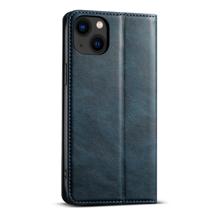 For iPhone 14 Suteni J02 Oil Wax Wallet Leather Phone Case(Blue) - iPhone 14 Cases by Suteni | Online Shopping UK | buy2fix