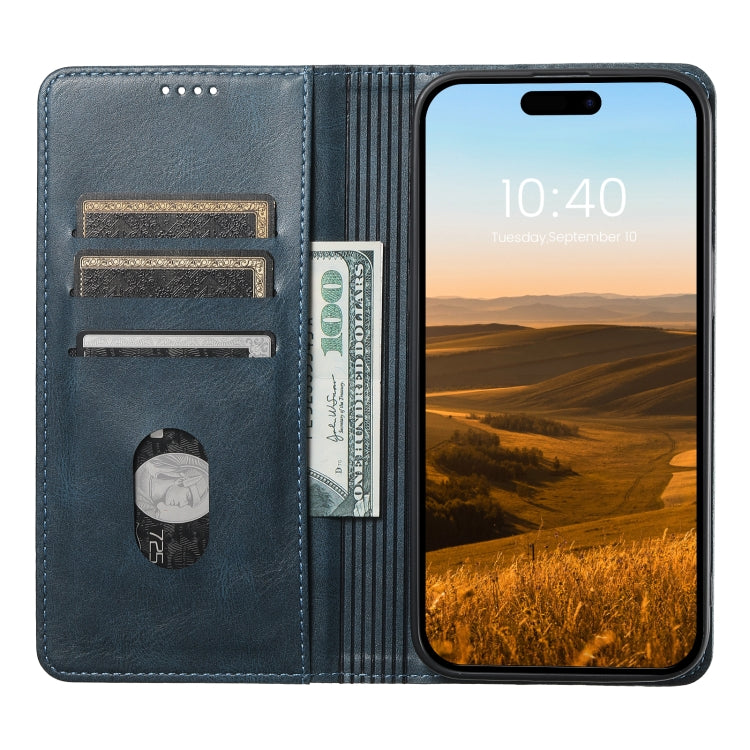 For iPhone 14 Suteni J02 Oil Wax Wallet Leather Phone Case(Blue) - iPhone 14 Cases by Suteni | Online Shopping UK | buy2fix
