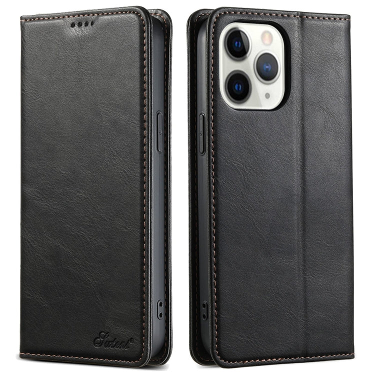 For iPhone 11 Pro Max Suteni J02 Oil Wax Wallet Leather Phone Case(Black) - iPhone 11 Pro Max Cases by Suteni | Online Shopping UK | buy2fix