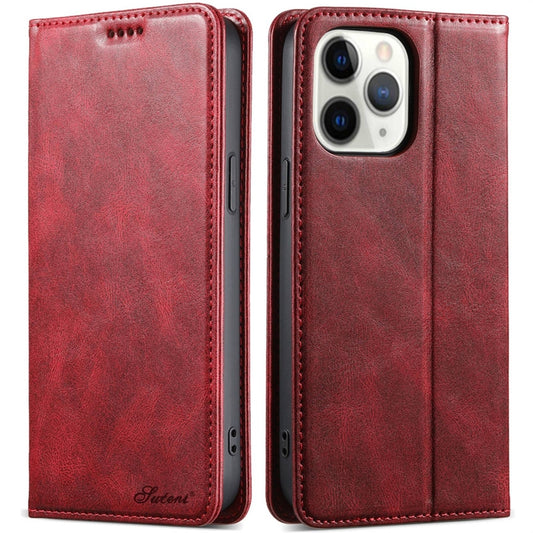 For iPhone 11 Pro Max Suteni J02 Oil Wax Wallet Leather Phone Case(Red) - iPhone 11 Pro Max Cases by Suteni | Online Shopping UK | buy2fix
