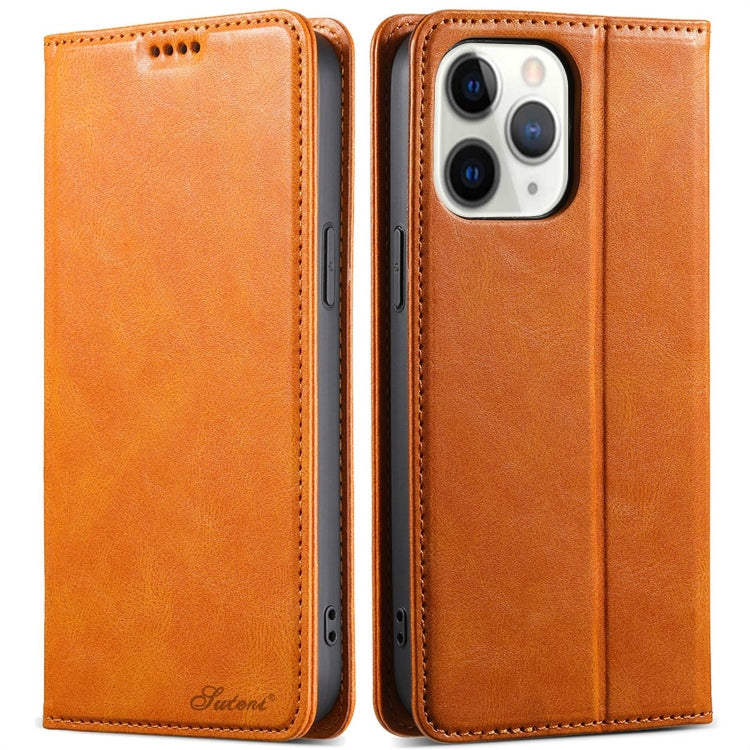 For iPhone 11 Pro Max Suteni J02 Oil Wax Wallet Leather Phone Case(Khaki) - iPhone 11 Pro Max Cases by Suteni | Online Shopping UK | buy2fix