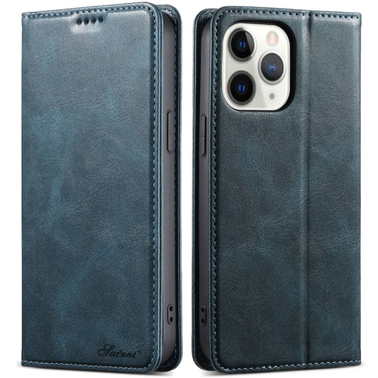 For iPhone 11 Pro Max Suteni J02 Oil Wax Wallet Leather Phone Case(Blue) - iPhone 11 Pro Max Cases by Suteni | Online Shopping UK | buy2fix