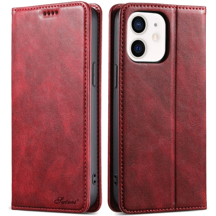 For iPhone 11 Suteni J02 Oil Wax Wallet Leather Phone Case(Red) - iPhone 11 Cases by Suteni | Online Shopping UK | buy2fix