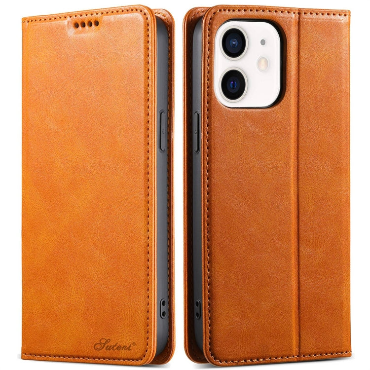 For iPhone 11 Suteni J02 Oil Wax Wallet Leather Phone Case(Khaki) - iPhone 11 Cases by Suteni | Online Shopping UK | buy2fix