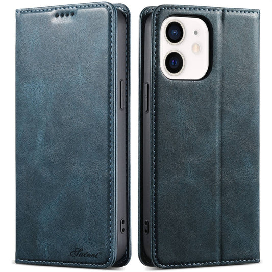 For iPhone 11 Suteni J02 Oil Wax Wallet Leather Phone Case(Blue) - iPhone 11 Cases by Suteni | Online Shopping UK | buy2fix