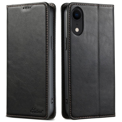 For iPhone XR Suteni J02 Oil Wax Wallet Leather Phone Case(Black) - More iPhone Cases by Suteni | Online Shopping UK | buy2fix