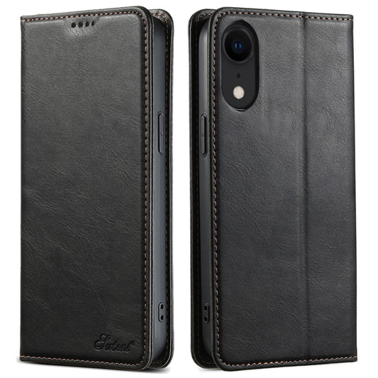 For iPhone XR Suteni J02 Oil Wax Wallet Leather Phone Case(Black) - More iPhone Cases by Suteni | Online Shopping UK | buy2fix
