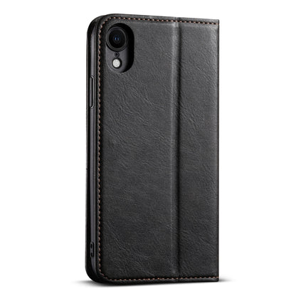 For iPhone XR Suteni J02 Oil Wax Wallet Leather Phone Case(Black) - More iPhone Cases by Suteni | Online Shopping UK | buy2fix