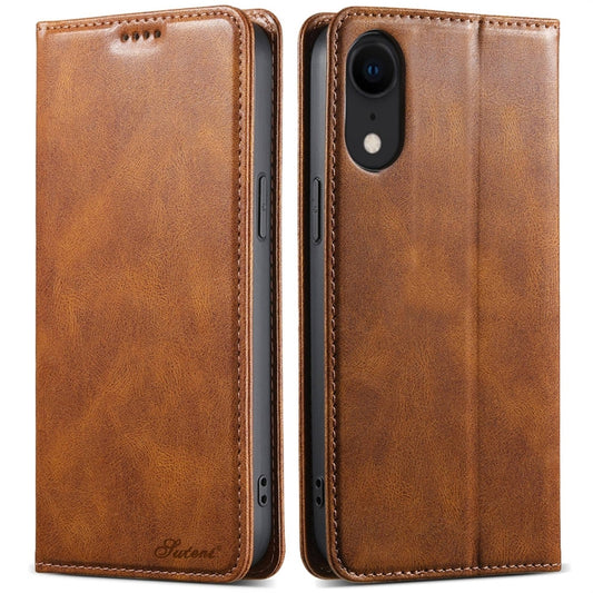 For iPhone XR Suteni J02 Oil Wax Wallet Leather Phone Case(Brown) - More iPhone Cases by Suteni | Online Shopping UK | buy2fix