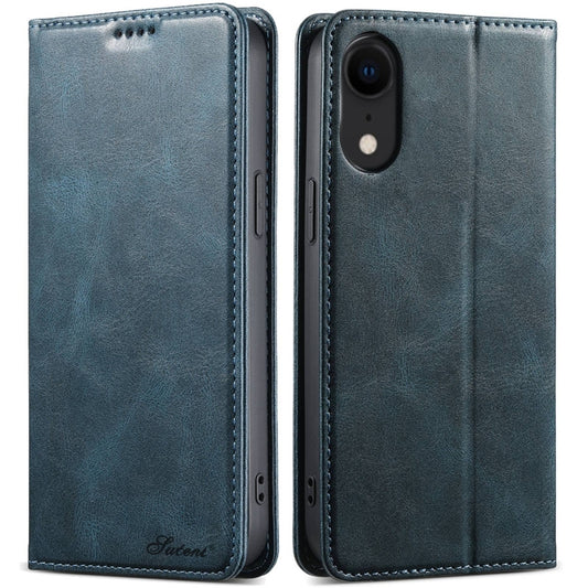 For iPhone XR Suteni J02 Oil Wax Wallet Leather Phone Case(Blue) - More iPhone Cases by Suteni | Online Shopping UK | buy2fix
