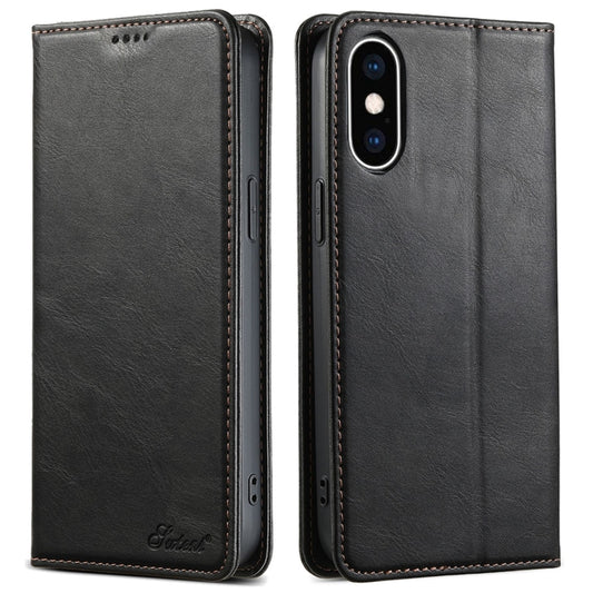 For iPhone XS Max Suteni J02 Oil Wax Wallet Leather Phone Case(Black) - More iPhone Cases by Suteni | Online Shopping UK | buy2fix