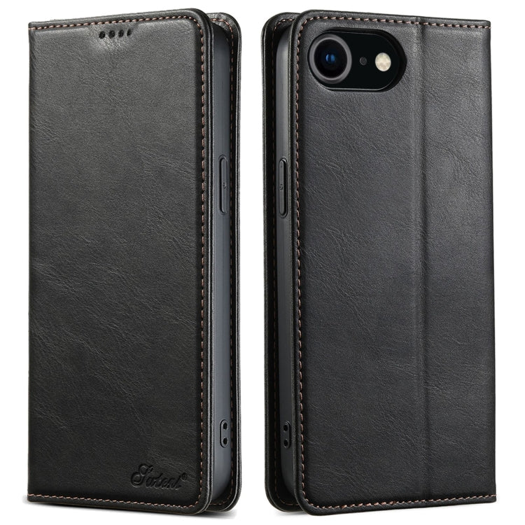 For iPhone 7 / 8 / SE 2022 Suteni J02 Oil Wax Wallet Leather Phone Case(Black) - More iPhone Cases by Suteni | Online Shopping UK | buy2fix