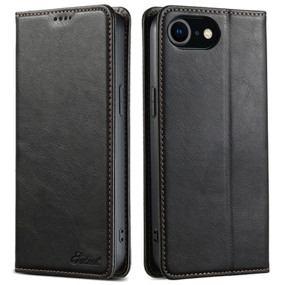For iPhone 7 / 8 / SE 2022 Suteni J02 Oil Wax Wallet Leather Phone Case(Black) - More iPhone Cases by Suteni | Online Shopping UK | buy2fix