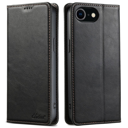 For iPhone 7 / 8 / SE 2022 Suteni J02 Oil Wax Wallet Leather Phone Case(Black) - More iPhone Cases by Suteni | Online Shopping UK | buy2fix