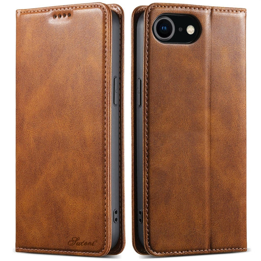 For iPhone 7 / 8 / SE 2022 Suteni J02 Oil Wax Wallet Leather Phone Case(Brown) - More iPhone Cases by Suteni | Online Shopping UK | buy2fix