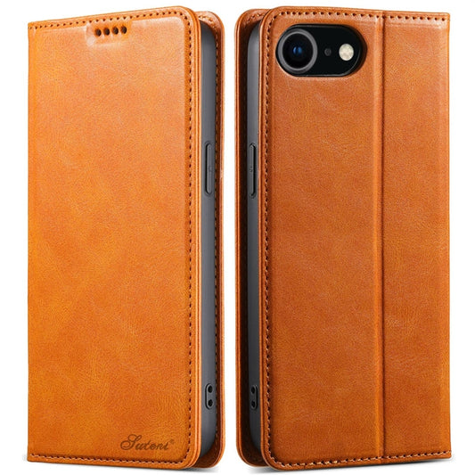 For iPhone 7 / 8 / SE 2022 Suteni J02 Oil Wax Wallet Leather Phone Case(Khaki) - More iPhone Cases by Suteni | Online Shopping UK | buy2fix