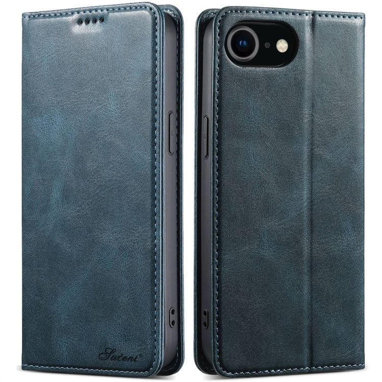 For iPhone 7 / 8 / SE 2022 Suteni J02 Oil Wax Wallet Leather Phone Case(Blue) - More iPhone Cases by Suteni | Online Shopping UK | buy2fix