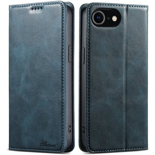 For iPhone 7 / 8 / SE 2022 Suteni J02 Oil Wax Wallet Leather Phone Case(Blue) - More iPhone Cases by Suteni | Online Shopping UK | buy2fix