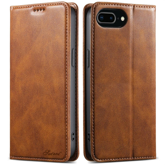 For iPhone 7 Plus / 8 Plus Suteni J02 Oil Wax Wallet Leather Phone Case(Brown) - More iPhone Cases by Suteni | Online Shopping UK | buy2fix