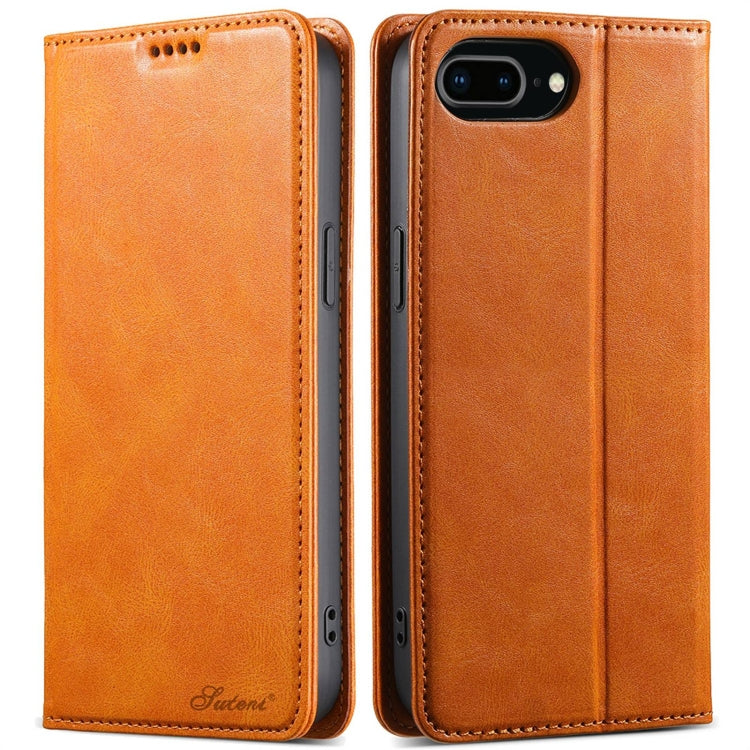 For iPhone 7 Plus / 8 Plus Suteni J02 Oil Wax Wallet Leather Phone Case(Khaki) - More iPhone Cases by Suteni | Online Shopping UK | buy2fix