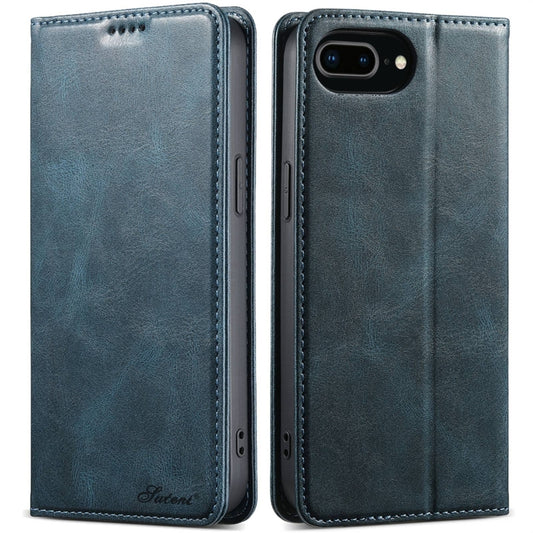 For iPhone 7 Plus / 8 Plus Suteni J02 Oil Wax Wallet Leather Phone Case(Blue) - More iPhone Cases by Suteni | Online Shopping UK | buy2fix
